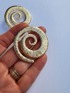 Gold Textured Spiral Hoop Earrings